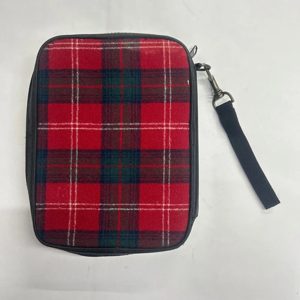 Pendleton Red Tartan Plaid Wool Binder Organizer Red Academic Heritage Preppy